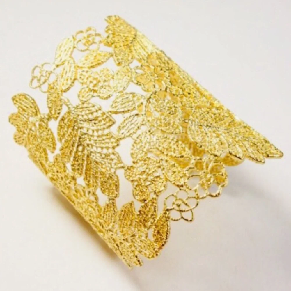 Stella & Dot |Dainty Gold Lace Chantilly Lace Cuff Bracelet
